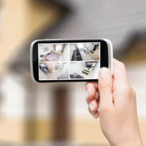 Pemantauan CCTV melalui aplikasi mobile dari jarak jauh.